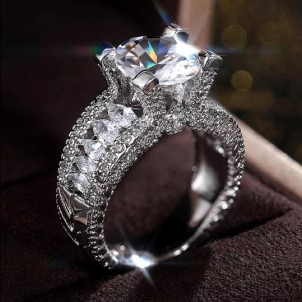 NEW 925 sterling silver diamond ring, cute Ring, shiny Ring. - Picture 3 of 5